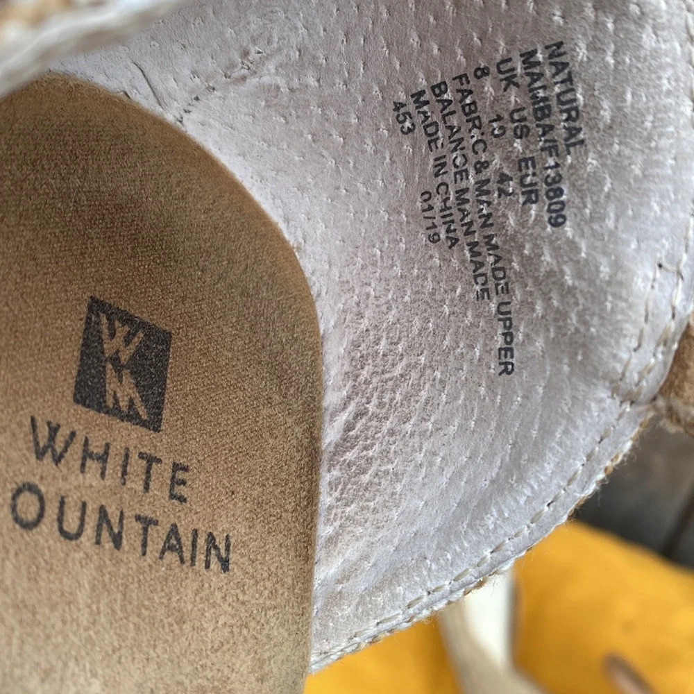 White Mountain White Ankle Strap Wedge Espadilles Size 10